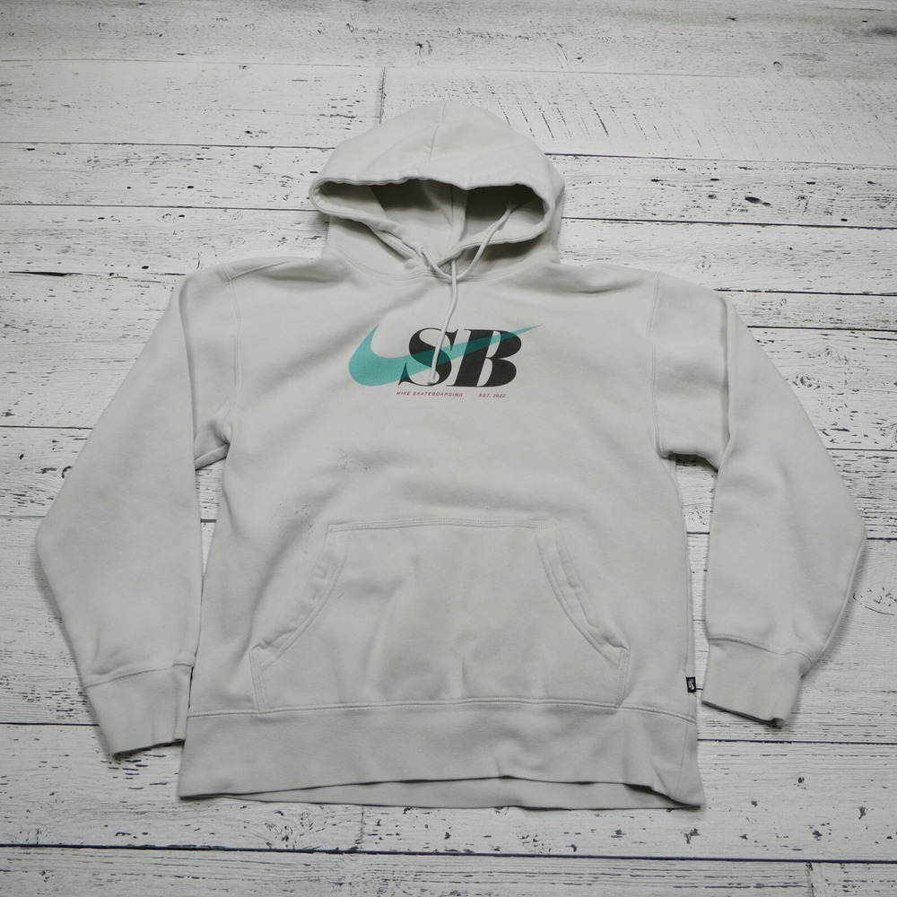 Nike SB Skateboarding Hoodie Adult Small Light Gray Hooded Sweatshirt Y2K Grunge